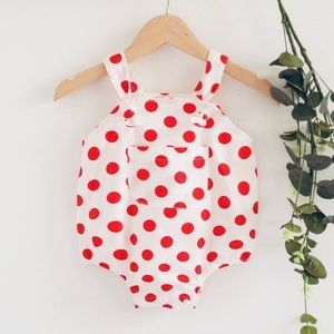 Baby Polka Dot Pocket Strapy Romper 6-9 Months